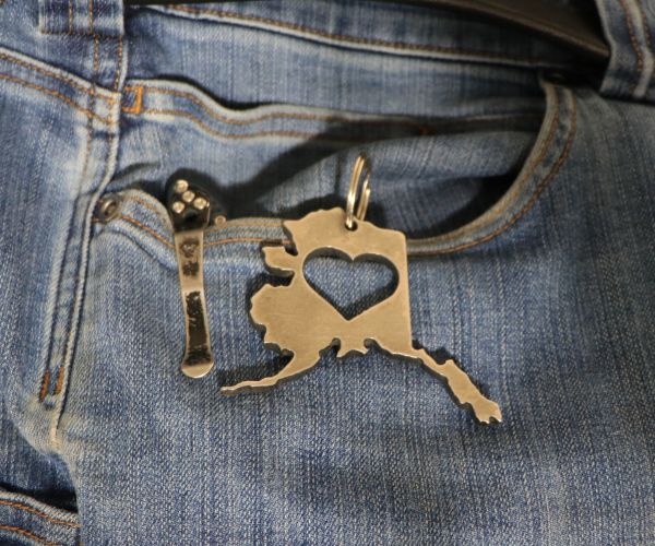 Alaska Heart Key Chain - 3" 10ga